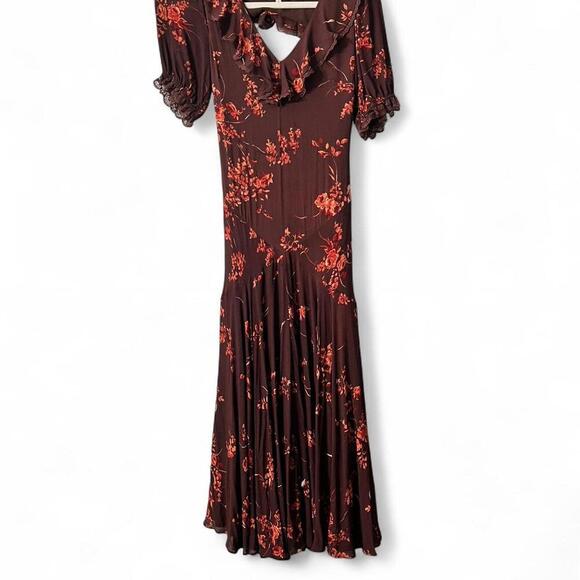 Reformation Evra Lace Trim Georgette Midi Dress - Picture 2 of 6